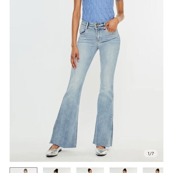 KanCan Denim - Kancan Selena Light Wash Mid Rise Flare Jeans with Raw Hem size 9/28